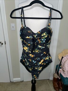 Black Floral One-Piece Swimsuit